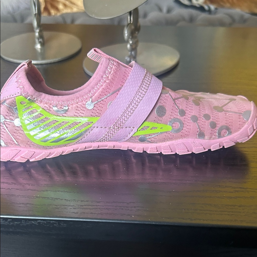 Kids Water Shoes - Pink with Neon green and silver Accents - Picture 6 of 14